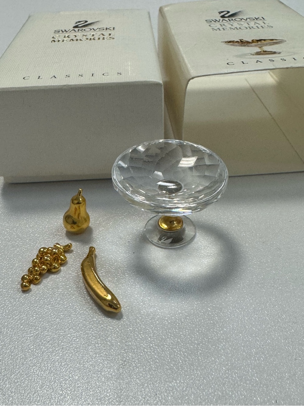 Swarovski Clear Crystal Compote with Gold-Tone Fruit Accents